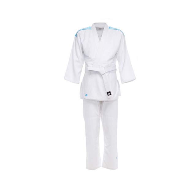 Кимоно для дзюдо ADIDAS Club J350 белое с голубыми полосками купить ...