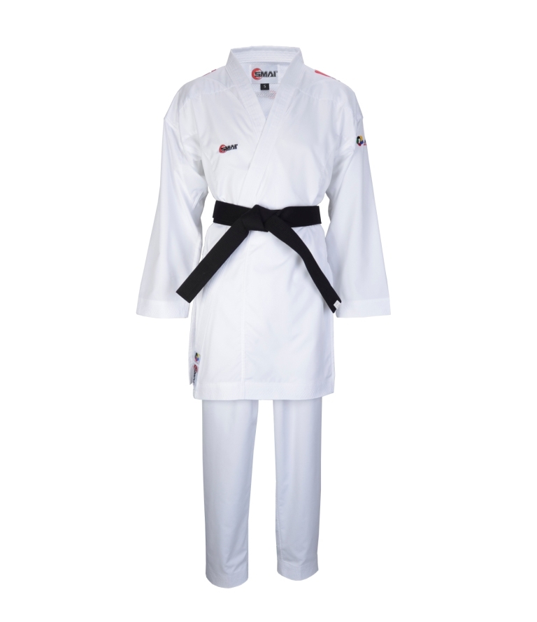 Кимоно для каратэ SMAI JIN ELITE WKF красные полоски купить оптом ...